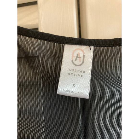 JustFab Active Black Razorback Activewear Sheer Tank Sz S - Picture 2 of 7
